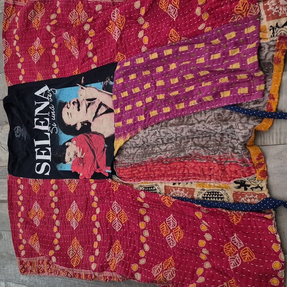 Custom Handmade Tunic Kimono Kaftan Pullover Patchwork Graphic Tee One Sz M-XXL - Picture 6 of 7